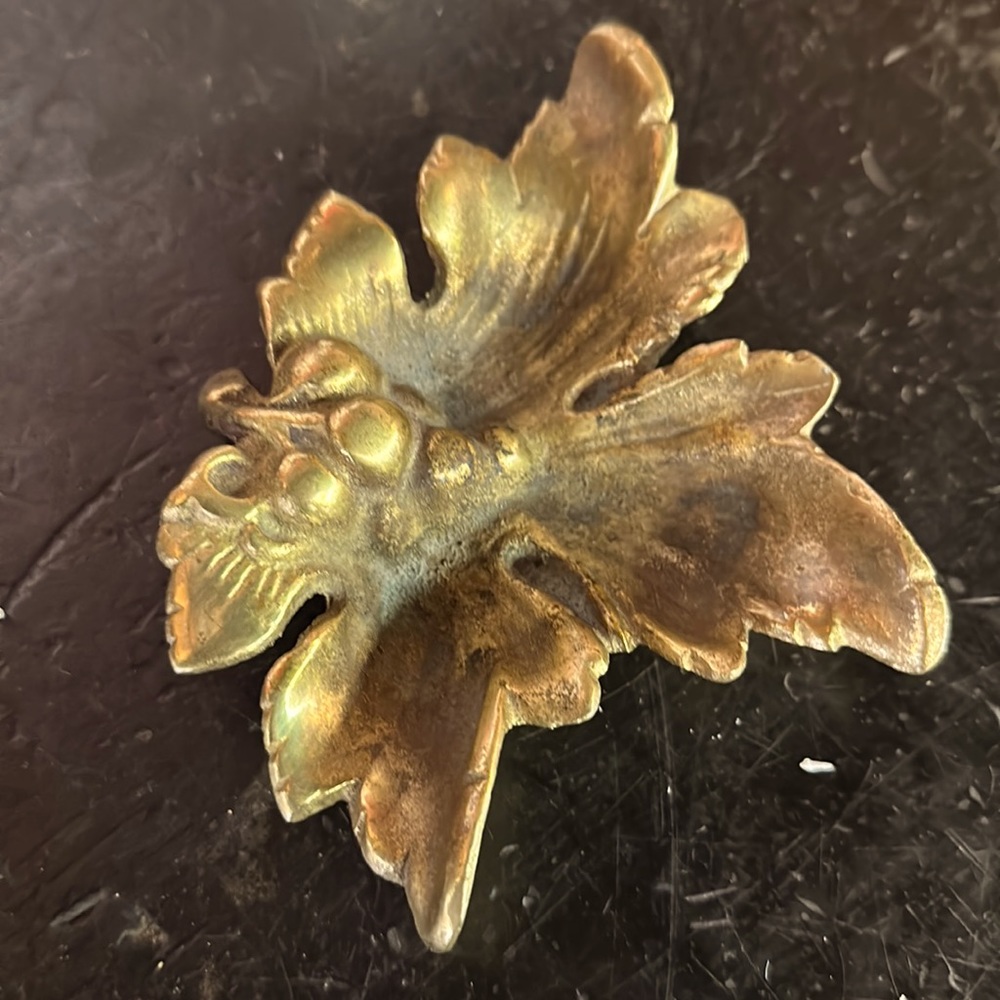 Vintage Brass grape leaf